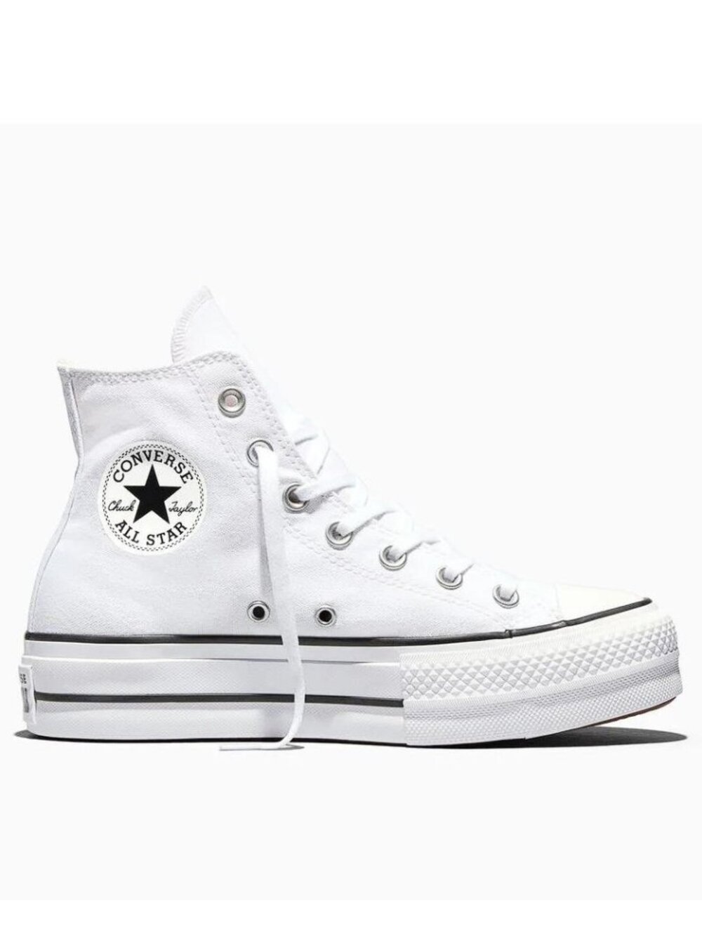 Converse Chuck Taylor All Star High Top Sneakers in White with Black Logo
